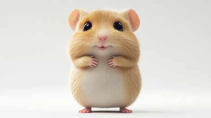 A cute, cartoonish hamster standing upright with a cheerful expression.