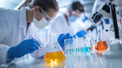 Scientist conducting a scientific experiment in a modern laboratory