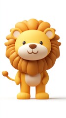 Fototapeta premium A cute, cartoonish lion character with a friendly expression and a fluffy mane.