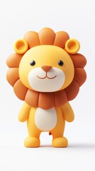 A cute, cartoonish lion figure with a friendly expression and vibrant colors.