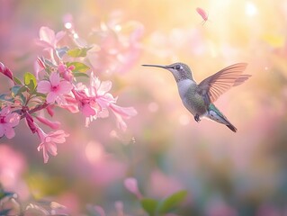 Naklejka premium hummingbird isolated on summer background