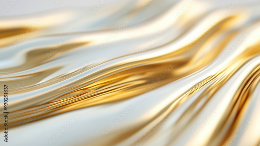 Poster the artwork displays smooth liquid gold waves, reflecting light and creating a rich, metallic textur