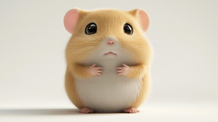 A cute, fluffy hamster with large eyes, looking curiously at the viewer.