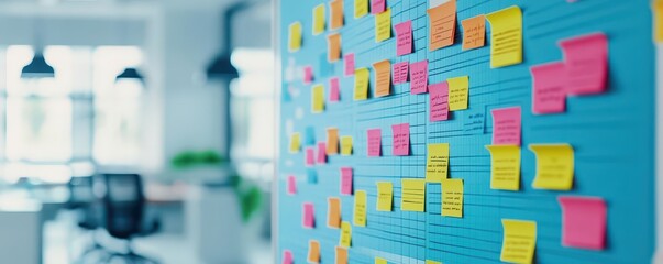 Agile task board in a creative environment, with data points dynamically updating in realtime as tasks are completed