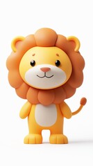 Fototapeta premium A cute, stylized cartoon lion character with a friendly expression and bright colors.