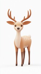 Fototapeta premium A cute, stylized deer character with antlers and a friendly expression.