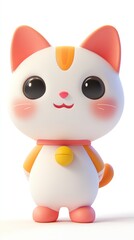Fototapeta premium A cute, stylized cat figurine with large eyes and a cheerful expression.