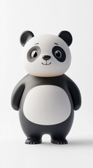 Fototapeta premium A cute, stylized panda figure with a friendly expression, designed for decoration or play.