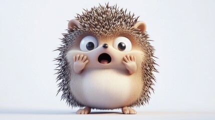 A cute, surprised hedgehog character with large eyes and a round body.
