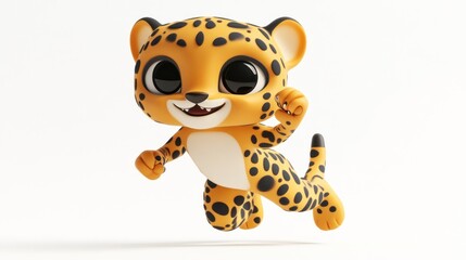 A playful cartoon leopard character with a joyful expression, designed for children's entertainment.