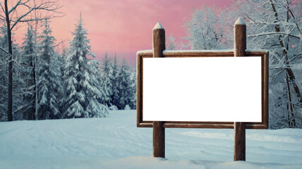 Wooden board by the roadside with a blank white screen for dynamic, customizable announcements or ads.