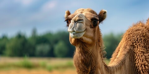 Dromedary Camel in Natural Habitat During Spring