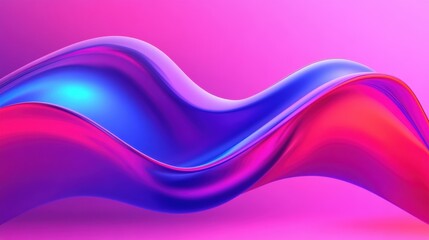 Vibrant, smooth waves in vivid shades of blue and red blend harmoniously, creating an engaging abstract visual
