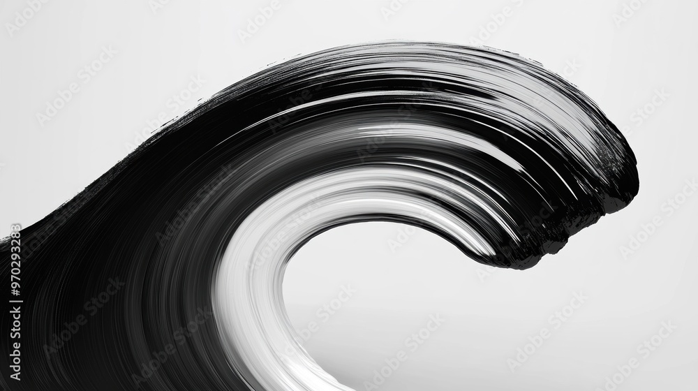 Poster this unique circular brushstroke features bold black strokes blending into white, creating a captiva