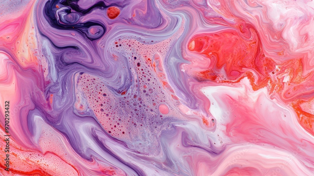 Poster swirling patterns of pink and purple blend seamlessly, creating a mesmerizing display of abstract fl