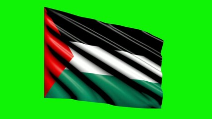 Waving National Flag on Green Background