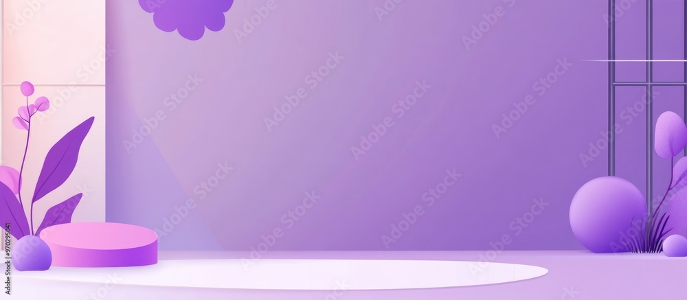 Poster purple background with empty space for text and elements