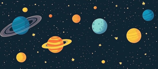 Planets Of The Solar System In A Starry Cosmos Space Theme