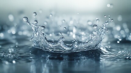 Water Droplet Splash Creating a Crown-Shaped Wave