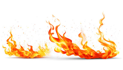 Realistic Fire and Flames Isolated on Transparent PNG Background, High-Quality Burning Flames Effect for Designs.