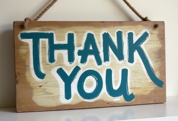 Rustic Thank You Sign: Hand Painted Wooden Ribbon