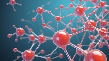 Molecule and transparent skin cell background, 3d rendering