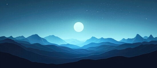 Dreamy Surreal Landscape Fantasy Scene With Full Moon