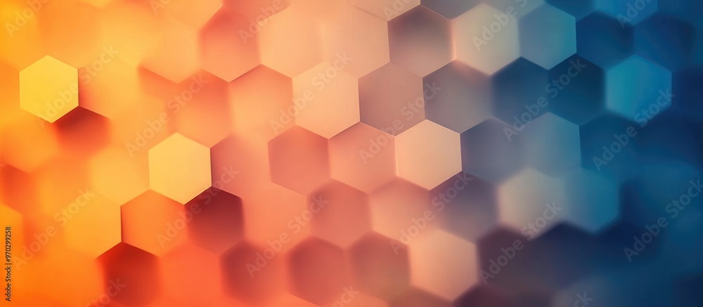 Poster abstract hexagonal geometry background with blurred gradient