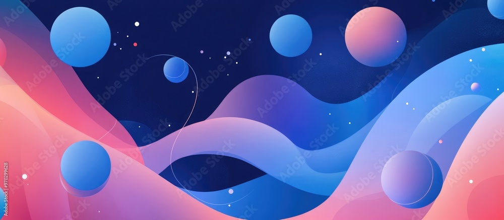 Aufkleber abstract background with spheres and fractal fabric geometric design