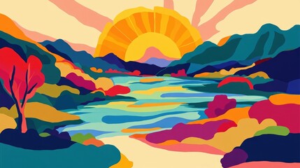 River In Fauvism Style Colorful Artwork Fauvist Art Movement Early 20Th Century
