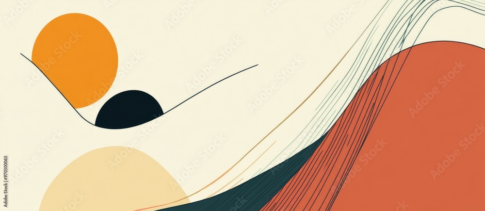 Poster abstract clean lines with neutral background and subtle imagery