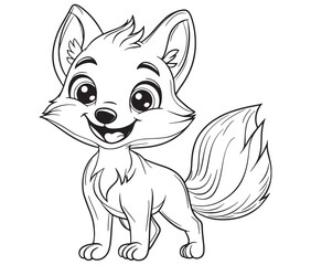 Obraz premium Fox cartoon character Kids colouring Page Cute Outline Drawing