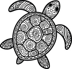 Fototapeta premium turtle mandala for the coloring page Silhouette pattern Tortoise Turtle icon turtle drawn in vector. Mandala.