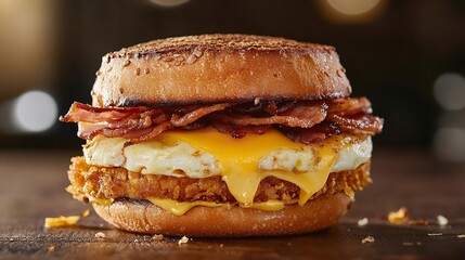 Bacon, Egg, and Cheese Sandwich with Chipotle Mayo and Hash Brown on a Toasted Roll