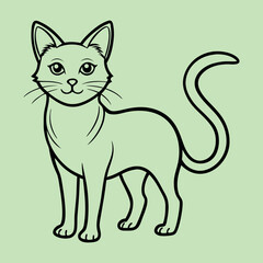 Line Art Cat Outline Vector Design