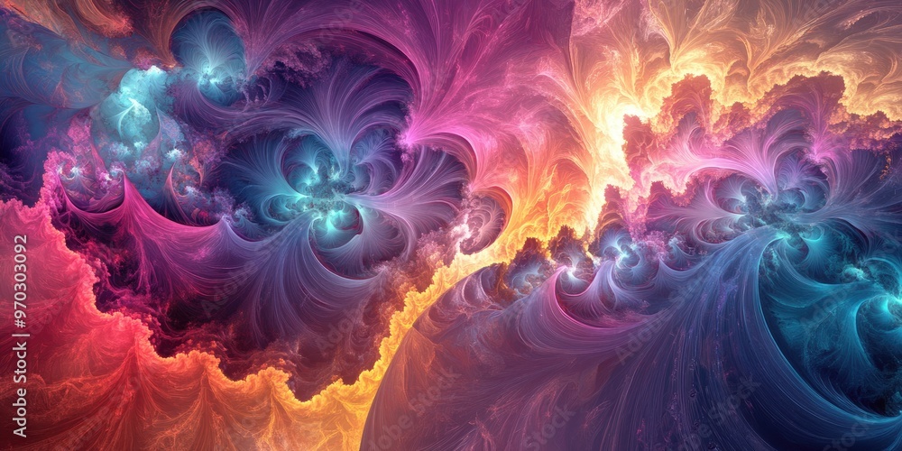 Poster abstract fractal background featuring 3d rendering techniques