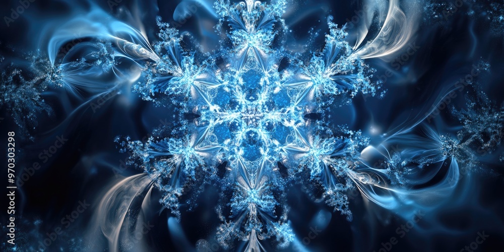 Poster abstract fractal background featuring a snowflake in a computer generated design stunning visuals fo