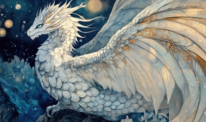 Whimsical Journey A Coloring Book Featuring a White Dragon