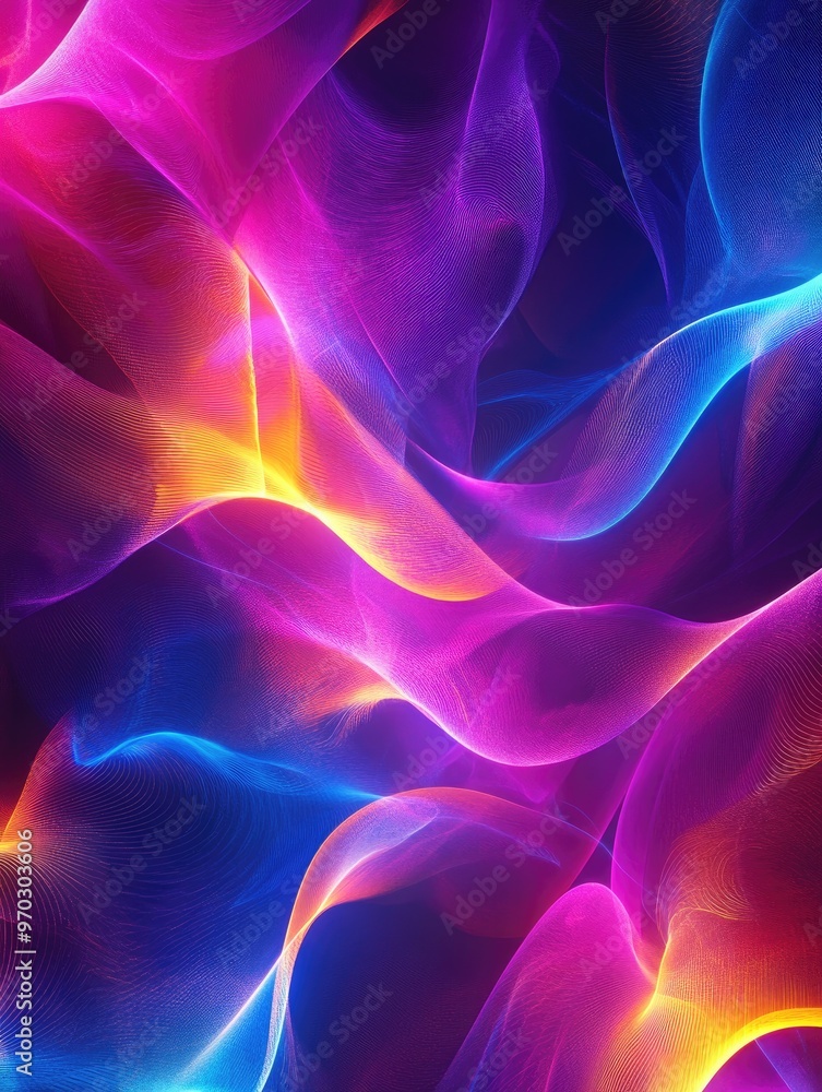 Poster vibrant abstract fractal light background in a colorful 3d rendering style