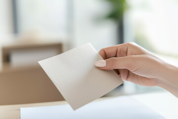 Obraz premium Hand Holding a Blank Paper