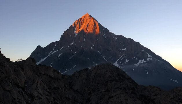 Peak of Nanda Devi (7816 metres) at sunset, Auli, Uttaranchal, India, Indian Sub-Continent
