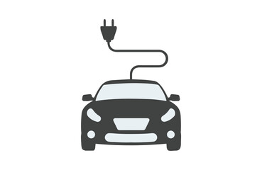 Electric vehicle icon set with plug icon symbol, EV car, Green hybrid vehicles charging point logotype, Eco friendly vehicle concept. Vector illustration, Icons collection