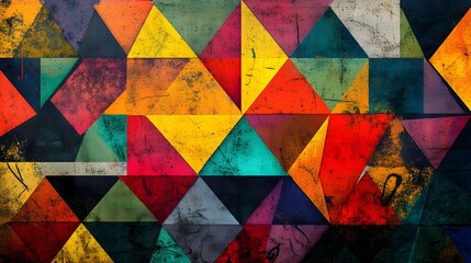 Colorful geometric design with bold patterns and vibrant colors for a unique bedroom decor element