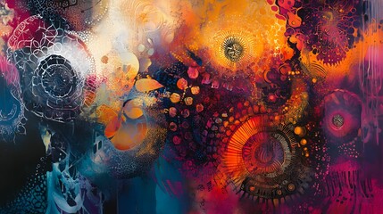 Colorful abstract artwork with intricate pattern work, perfect for adding a modern touch to a bedroom