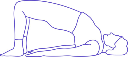 Yoga Poses Line Art Style