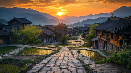 Fototapeta premium village in the mountains