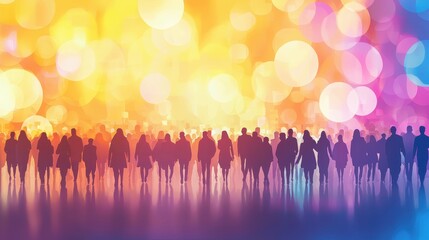 Silhouettes of People Walking Towards Bright Lights