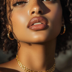 Close up on woman's lips.