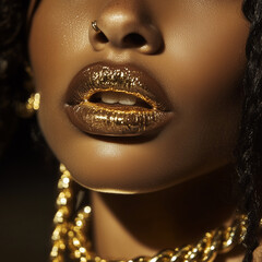 Close up on woman's lips.