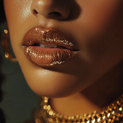 Close up on woman's lips.